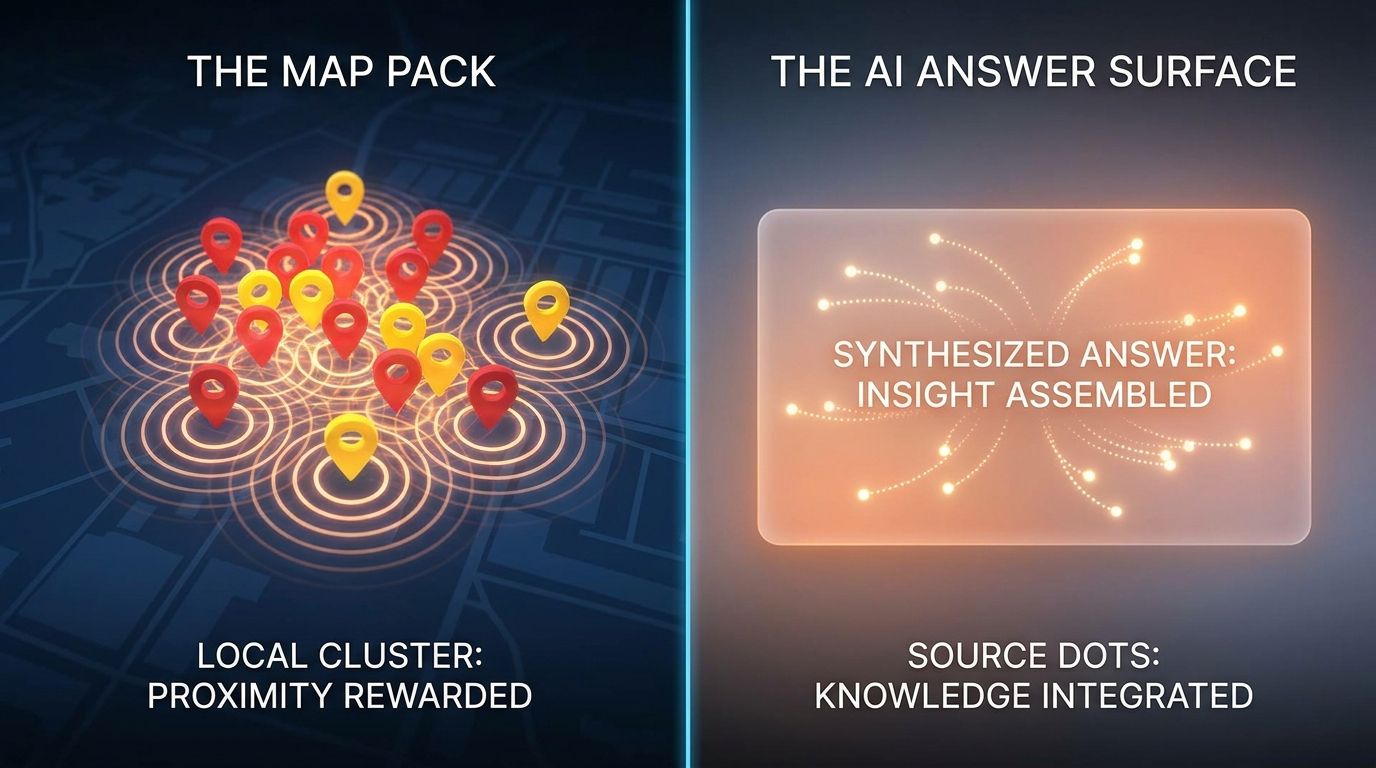 AEO for Local: AI Overviews vs the Map Pack